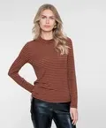 Geisha T-shirt stripe Bruin