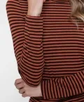 Geisha T-shirt stripe Bruin