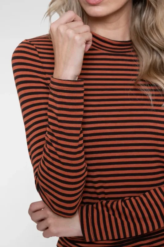 Geisha T-shirt stripe Bruin