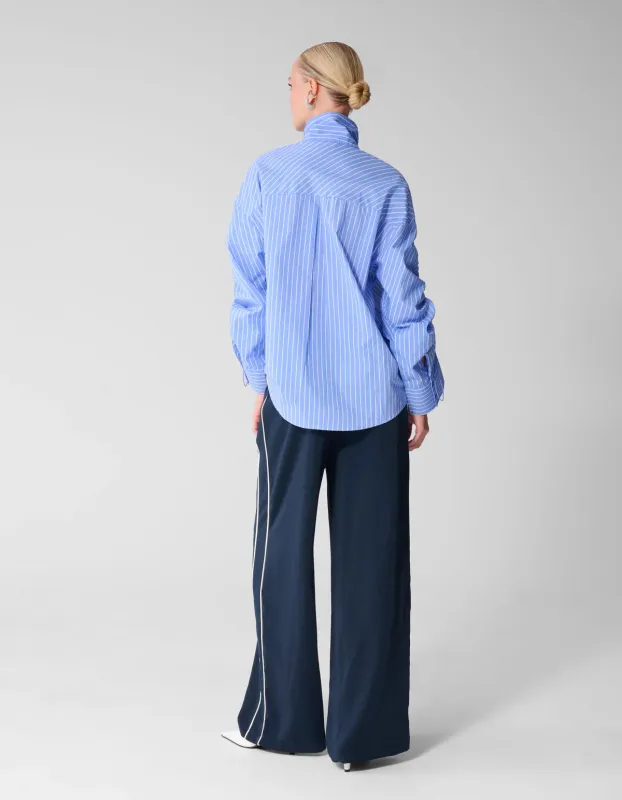 Shoeby Piping Wide Leg broek Donkerblauw
