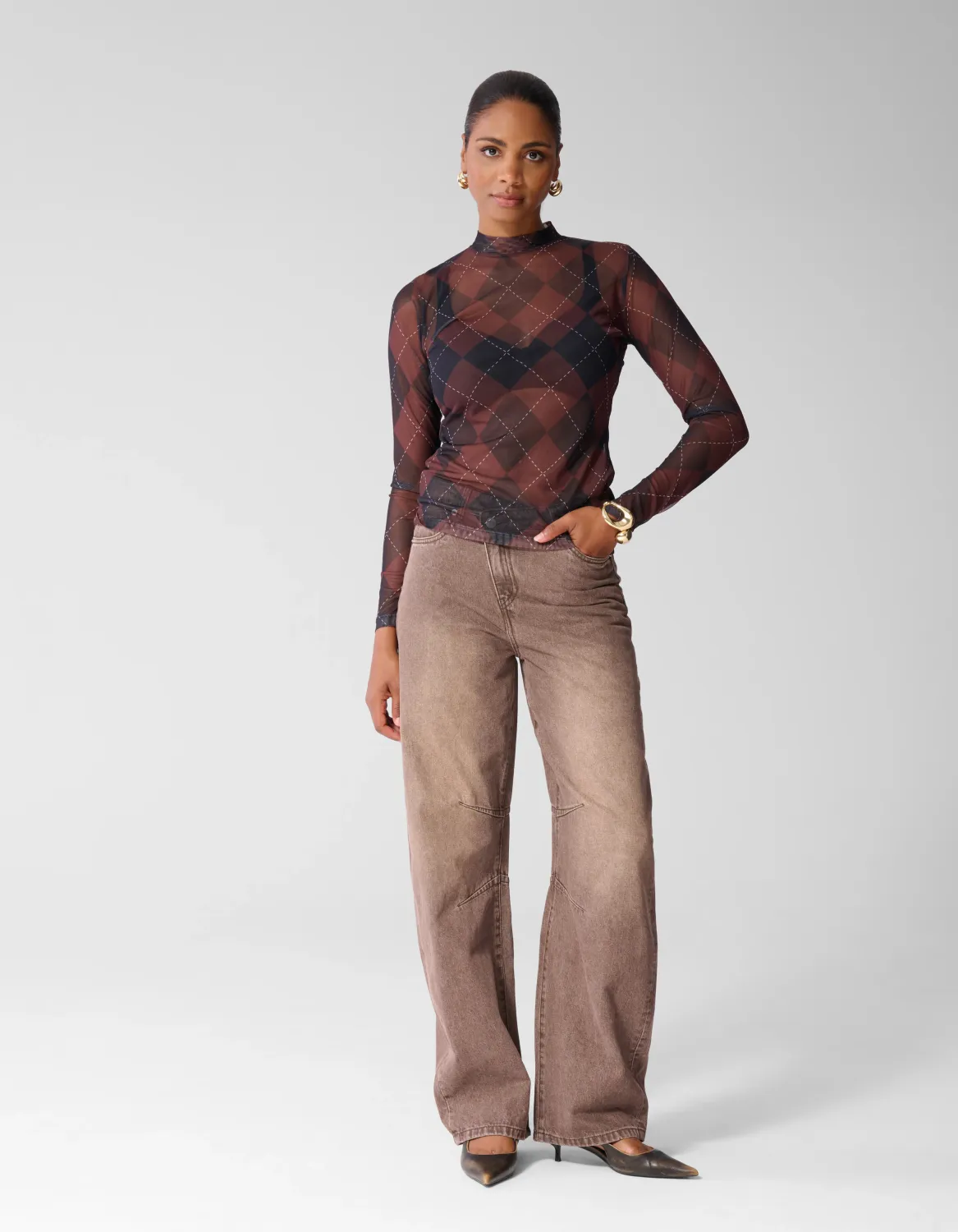 Shoeby Mesh Top Bruin