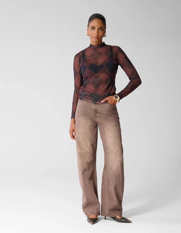 Shoeby Mesh Top Bruin