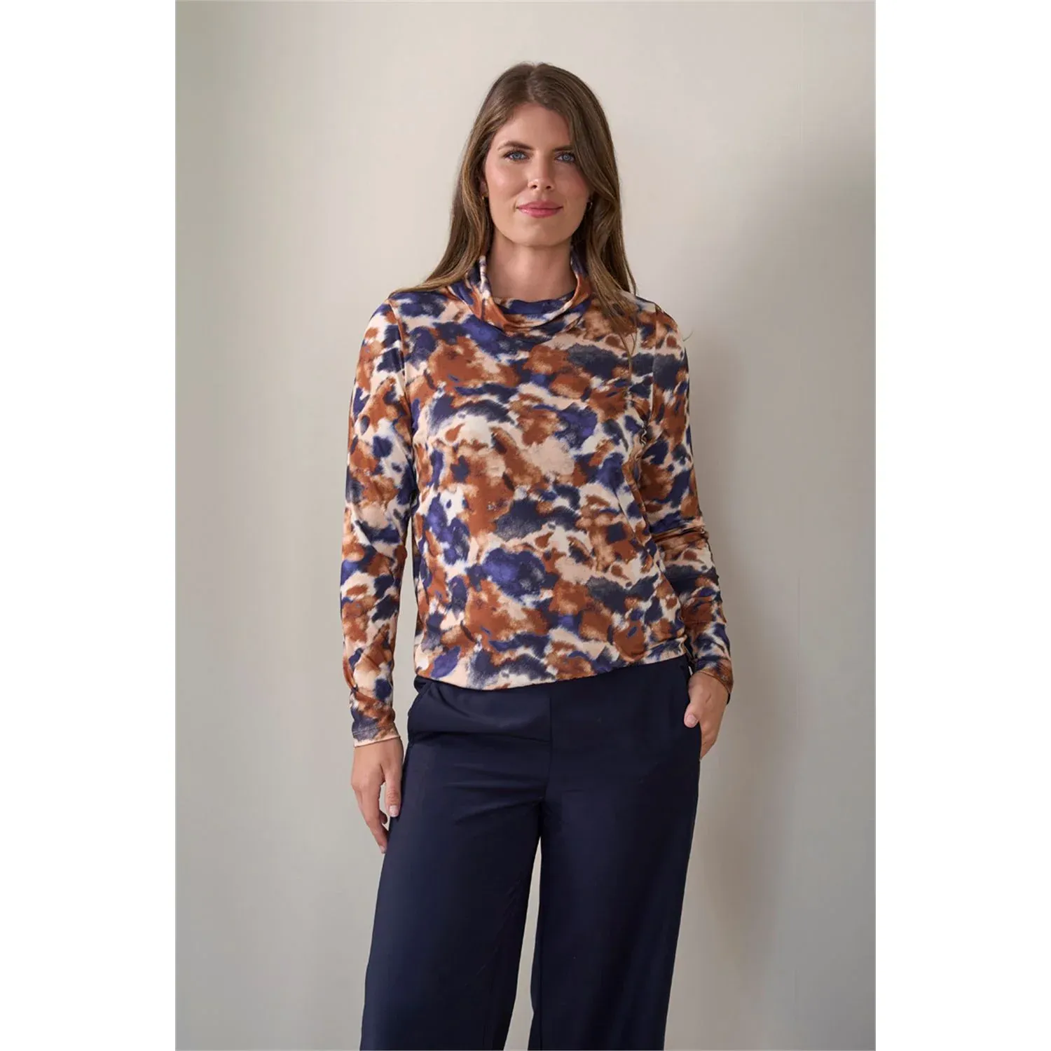 Roberto Sarto Blouson kol print Bruin/Blauw