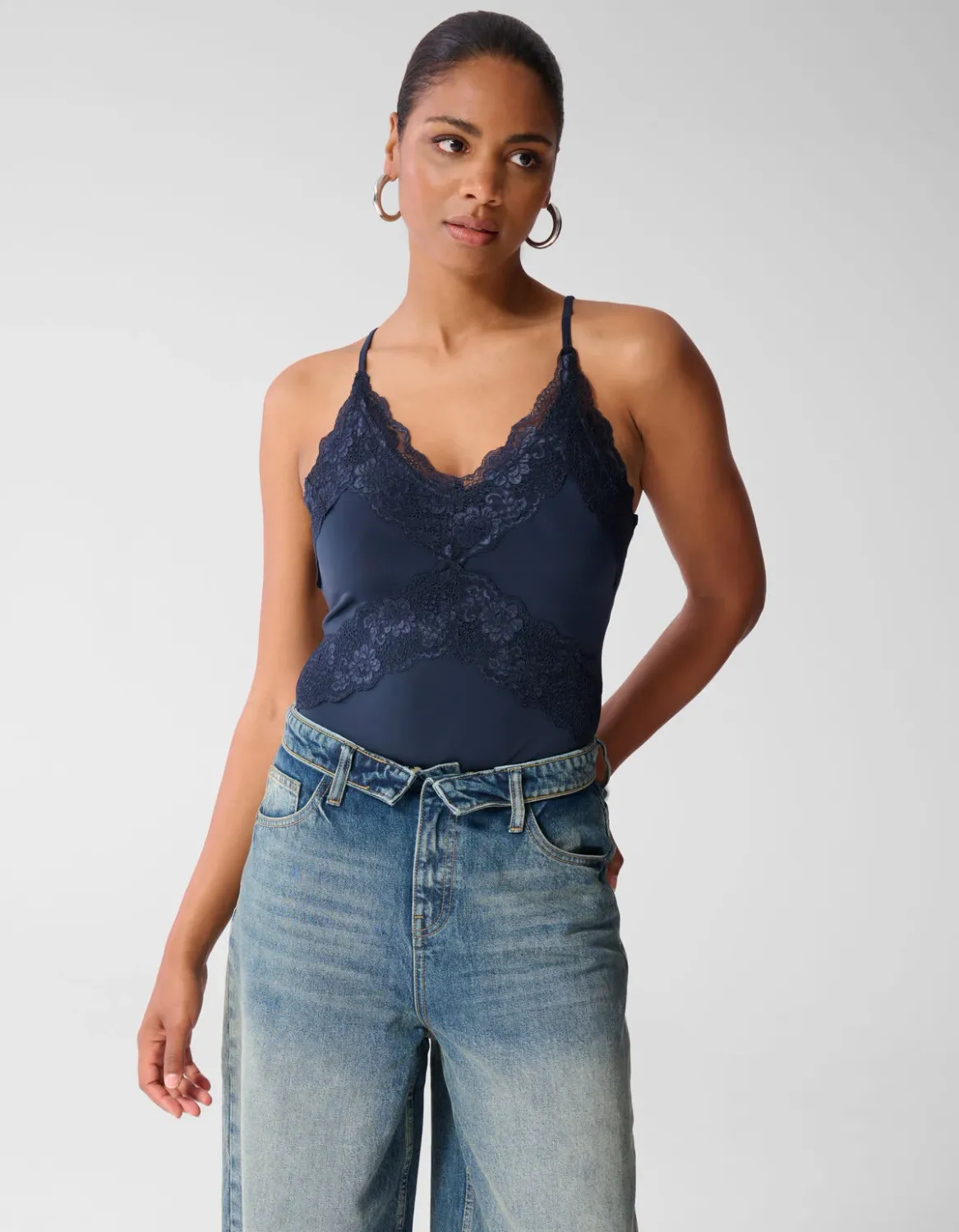 Shoeby Kanten body donkerblauw