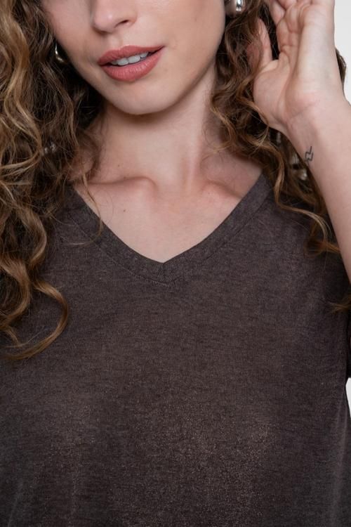 Geisha Top V-neck Bruin