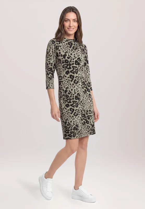 Betty Barclay Jurk met 3/4 mouwen en luipaardprint Beige/ Grijs
