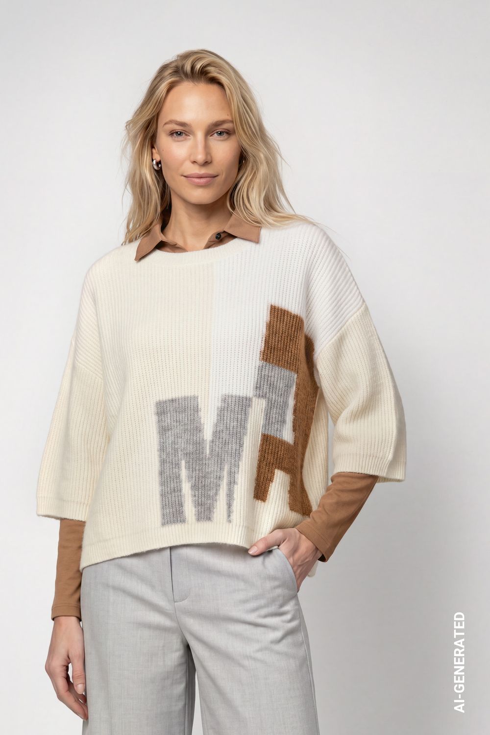 Monari Trui met print Beige