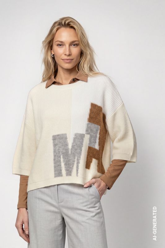 Monari Trui met print Beige