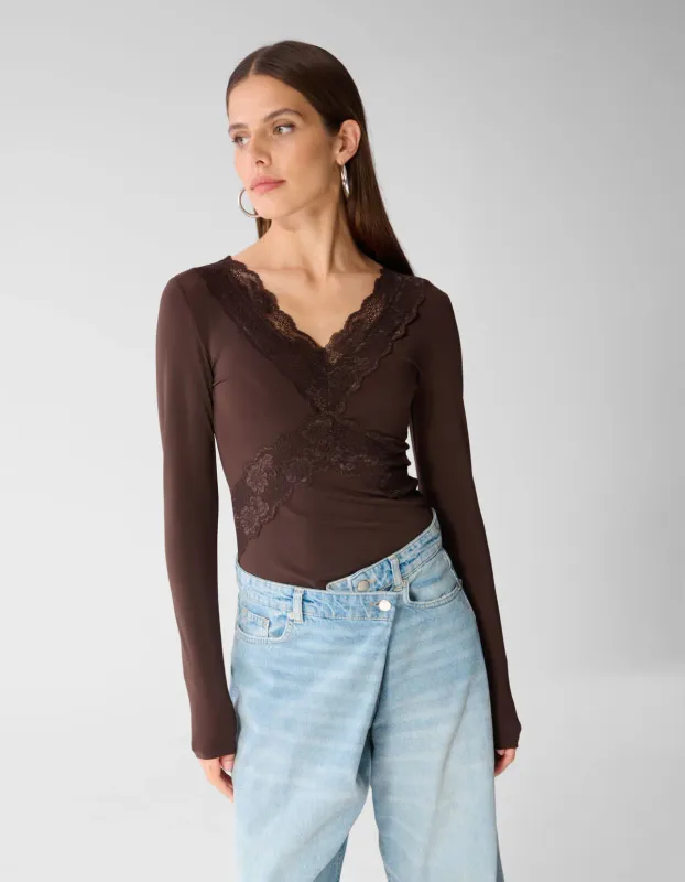 Shoeby Kanten body Bruin
