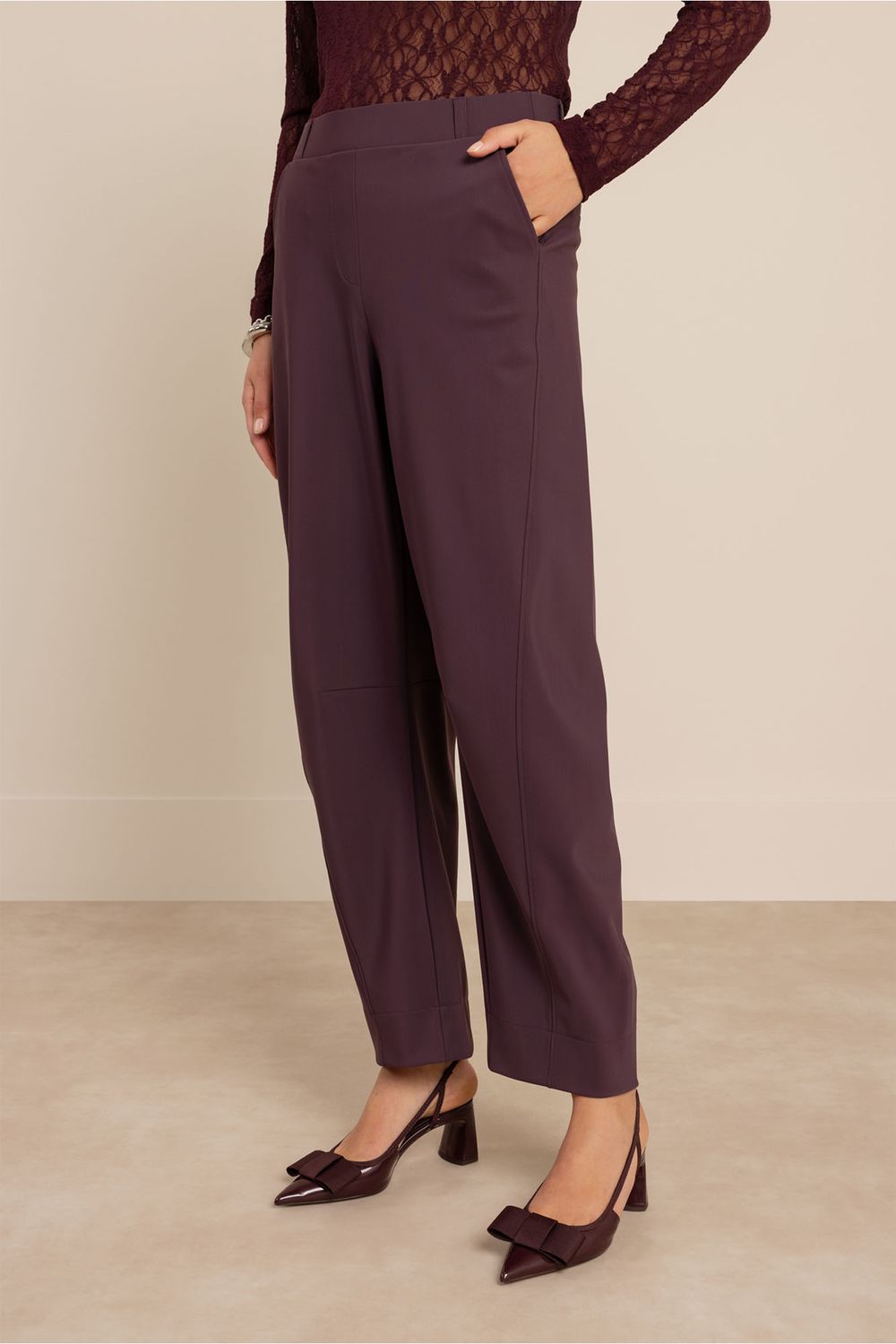 Studio Anneloes Marlis bonded barrel trousers Paars