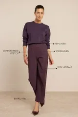 Studio Anneloes Marlis bonded barrel pantalon Paars