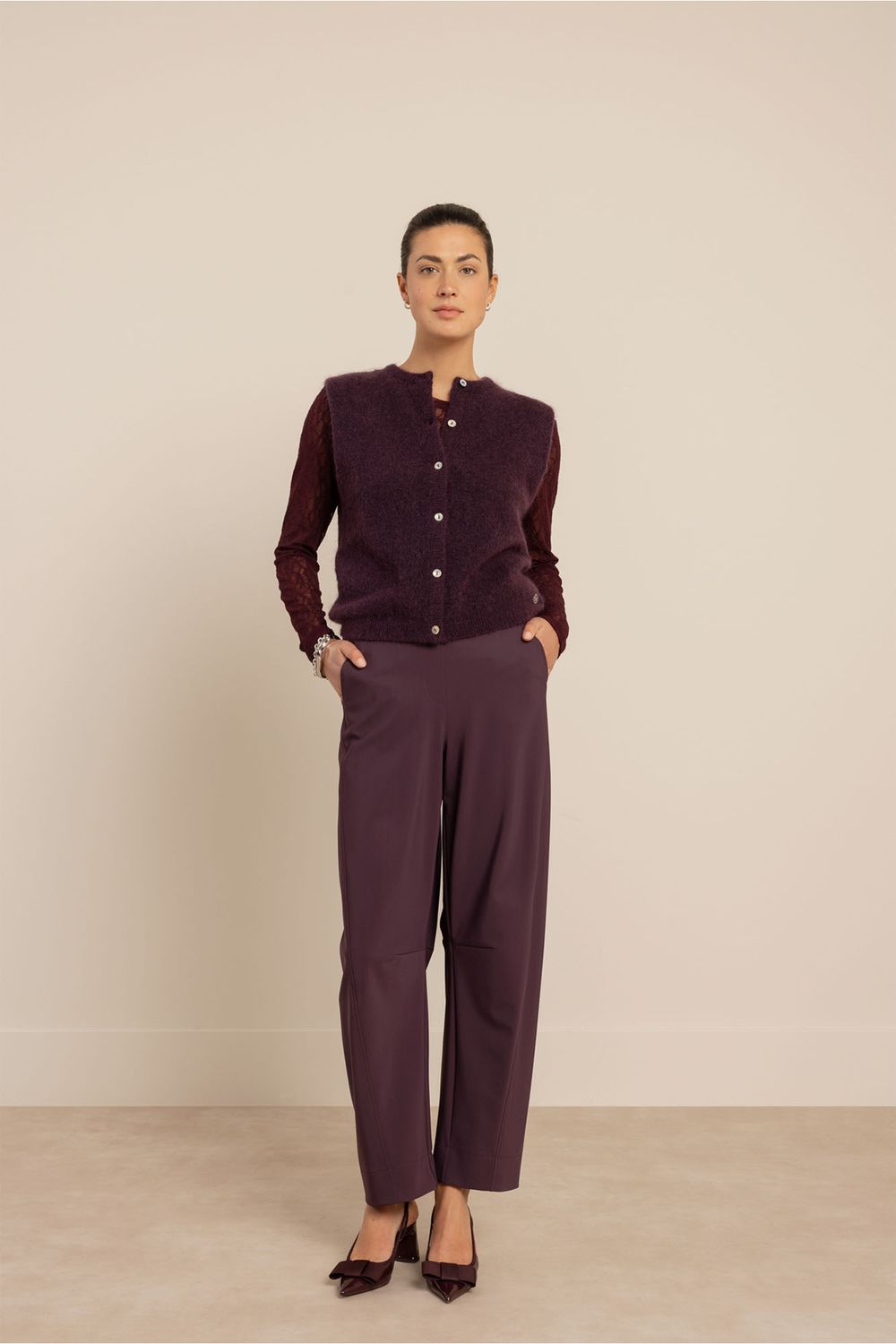 Studio Anneloes Reagan lace col top Paars