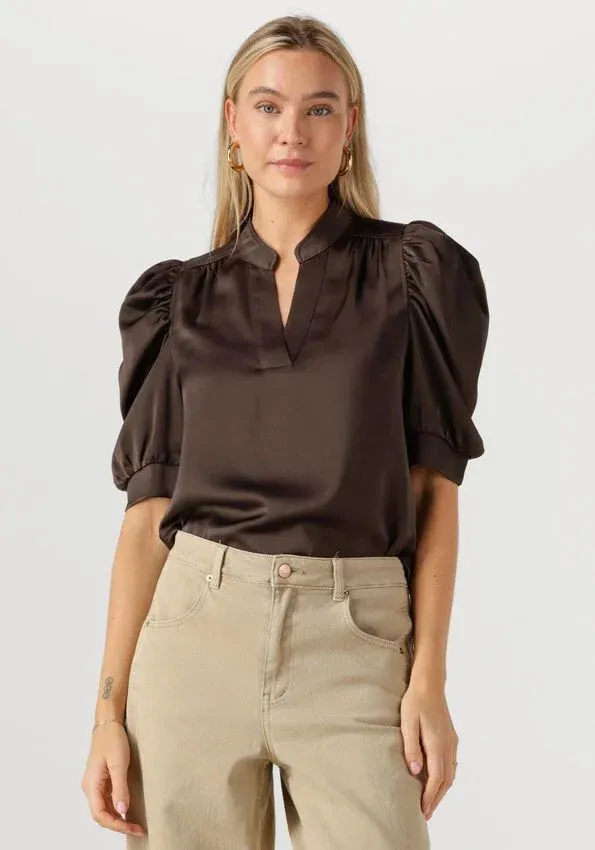 Neo Noir Roella Heavy Sateen Blouse Bruin 162590