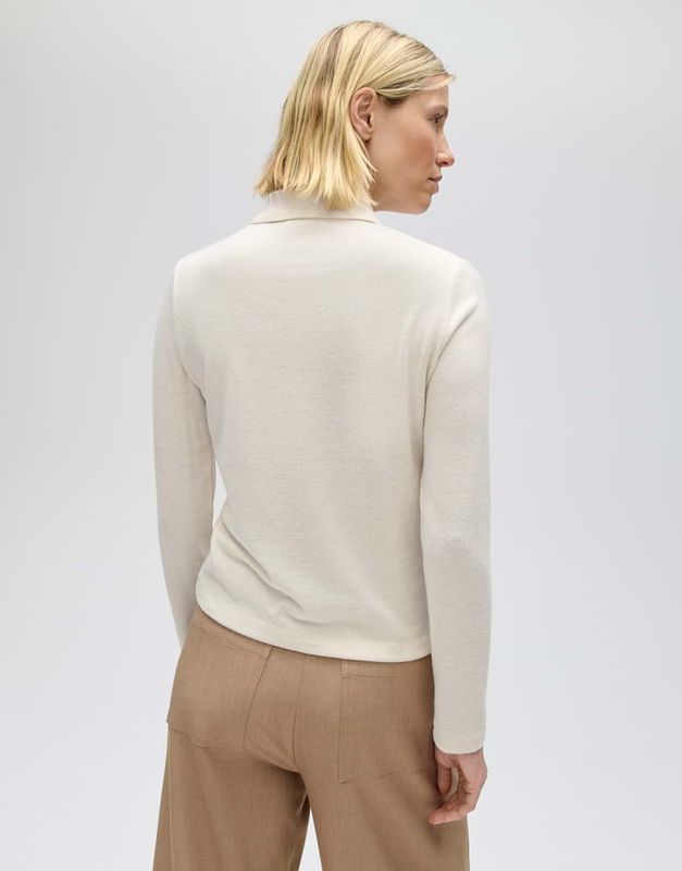 Opus Poloshirt-model van zachte jersey Ecru