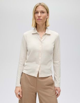 Opus Poloshirt-model van zachte jersey Ecru