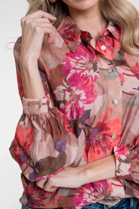 Geisha Blouse Bloemen print Roze