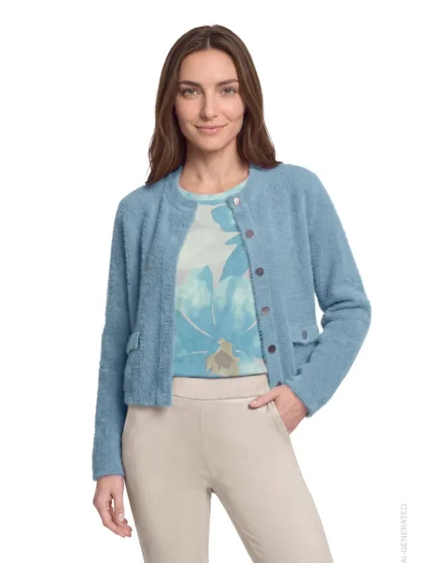 Betty Barclay Gebreid vest met opgestikte zakken Blauw
