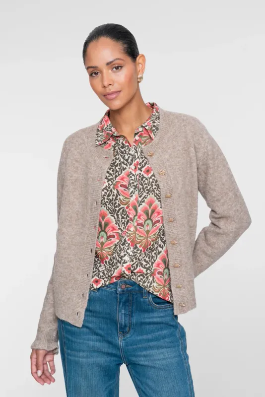 Geisha Vest met ruffles Beige