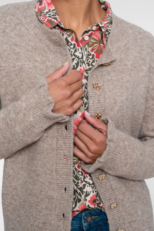 Geisha Vest met ruffles Beige