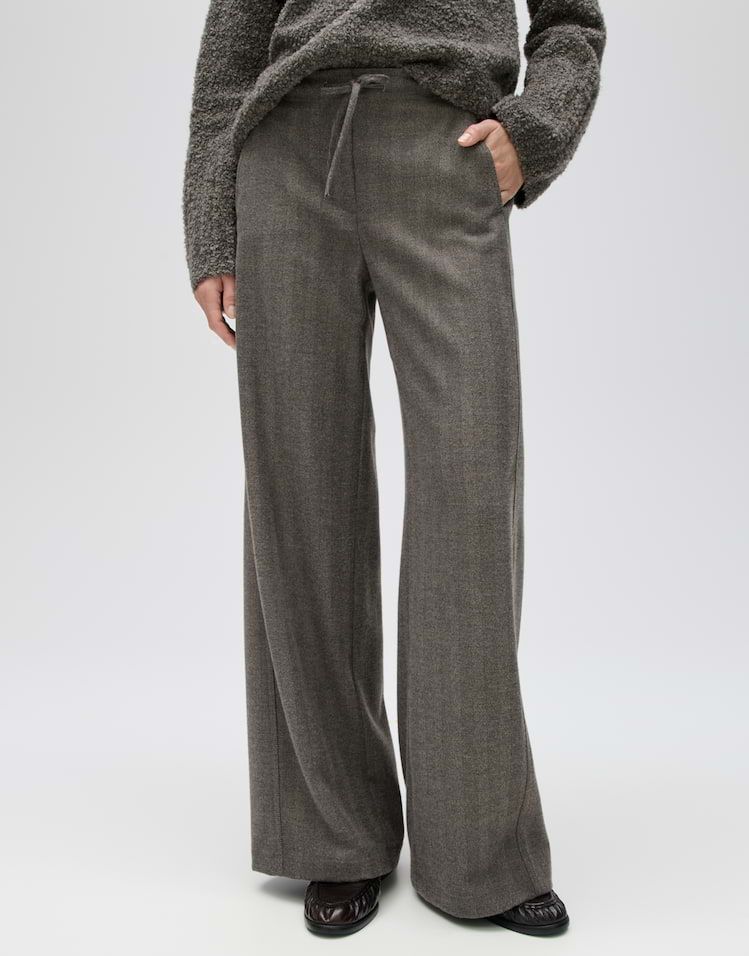Opus Melane herringbone Broek Beige