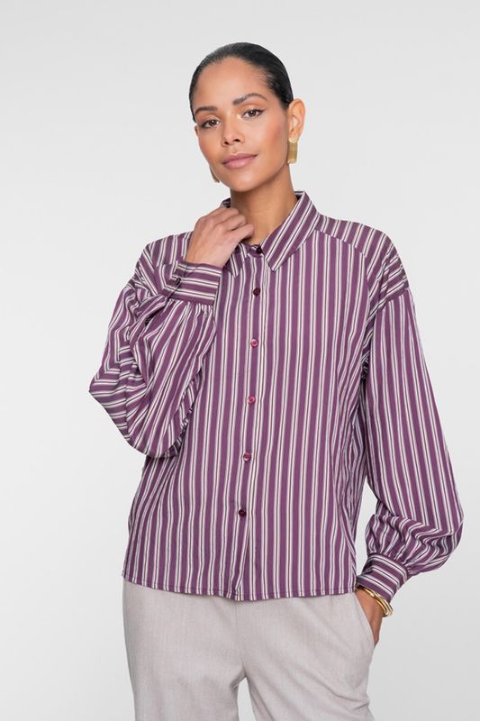 Geisha Blouse met streepjes Paars