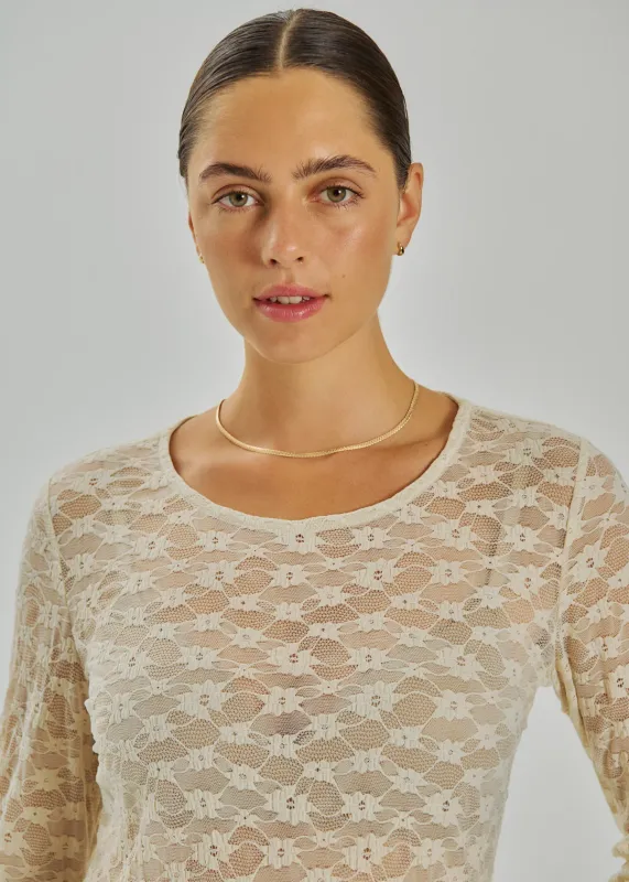 Freequent kanten top Beige