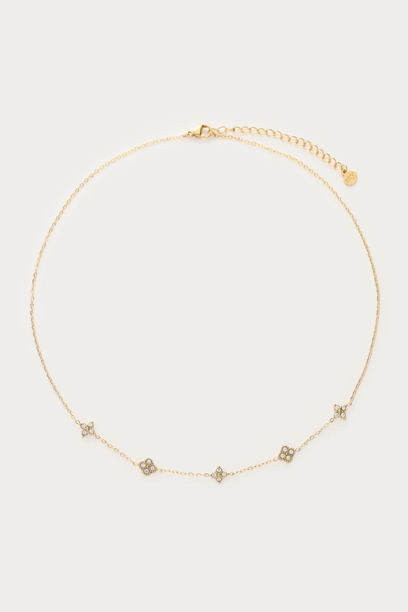 My Jewellery Midnight Ketting met vijf strass Klavers Goud