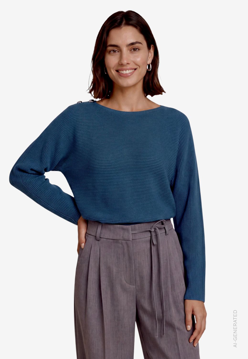 Zero Gebreide trui met boothals Blauw