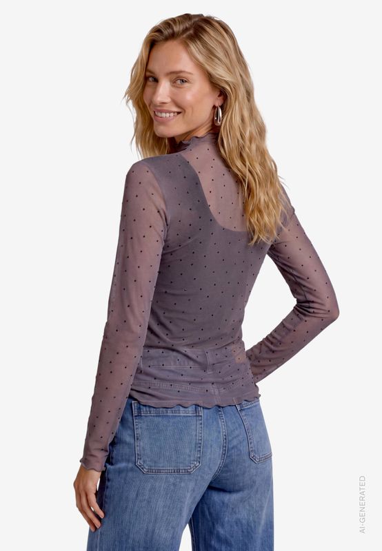 Zero Shirt Mesh met steentjes Grijs