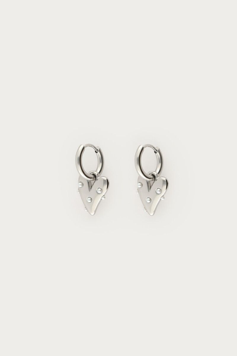 My Jewellery Earrings heart with pearls Zilver
