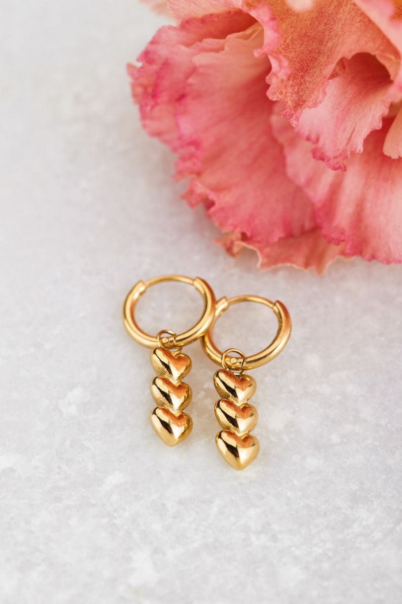 My Jewellery Earring three hearts Goud