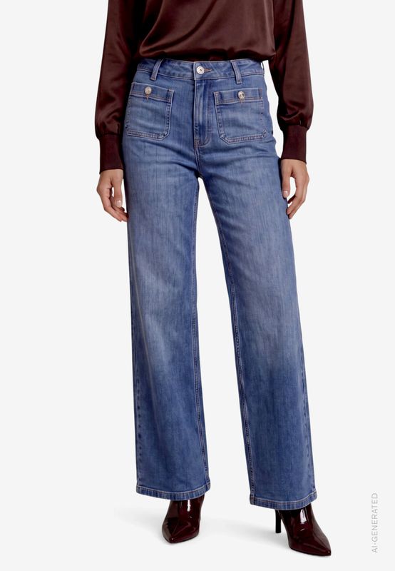 Zero Jeans met wijde pijpen Blauw