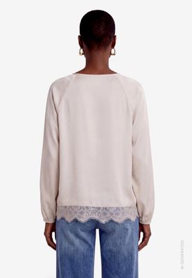Zero Blouse met kant Beige