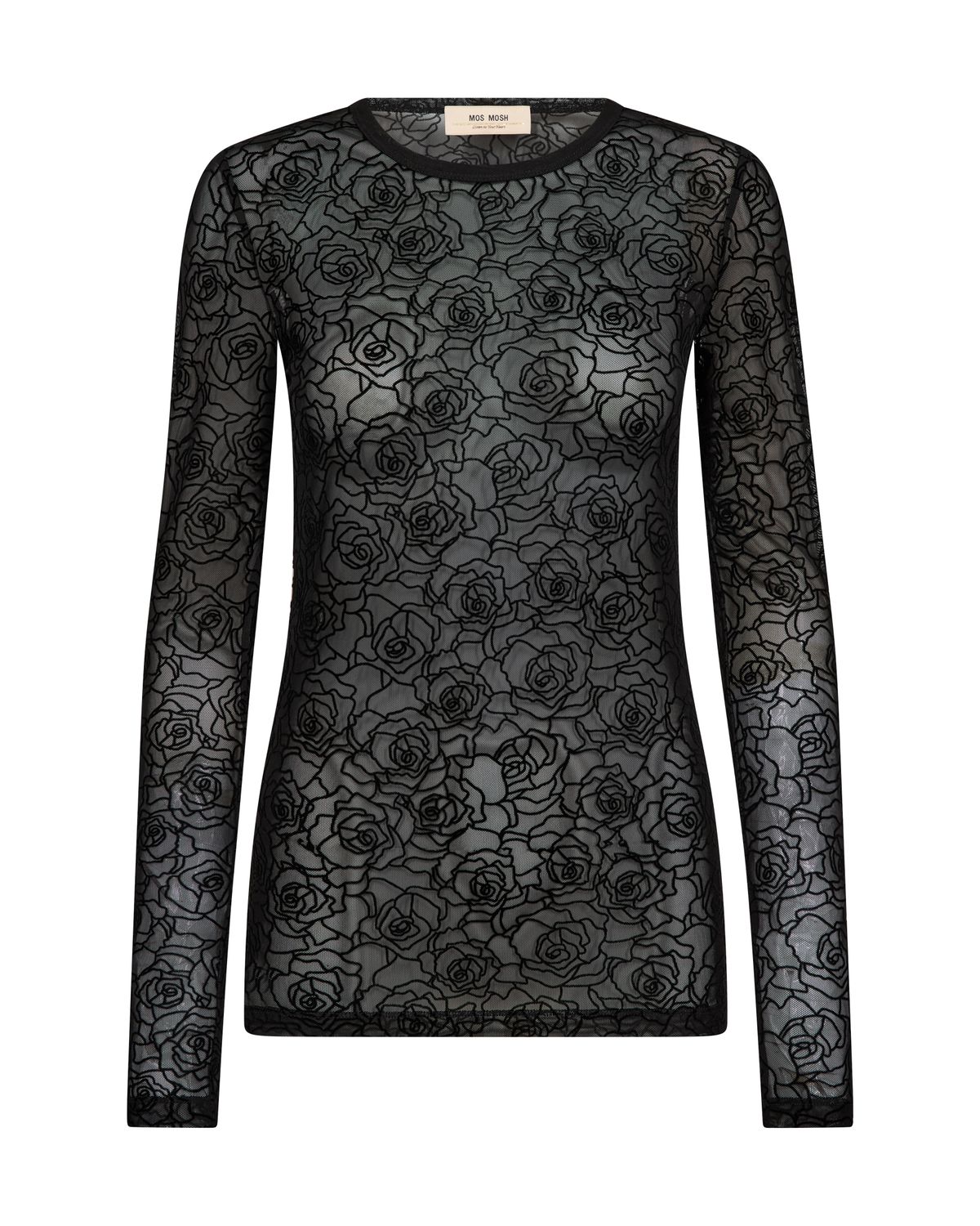 Mos Mosh Mesh Shirt met bloemen print Zwart