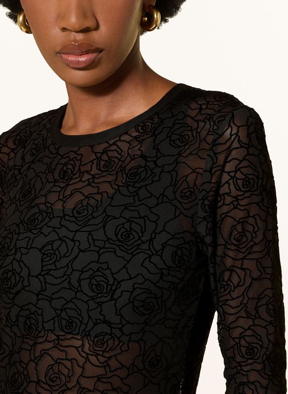 Mos Mosh Mesh Shirt met bloemen print Zwart
