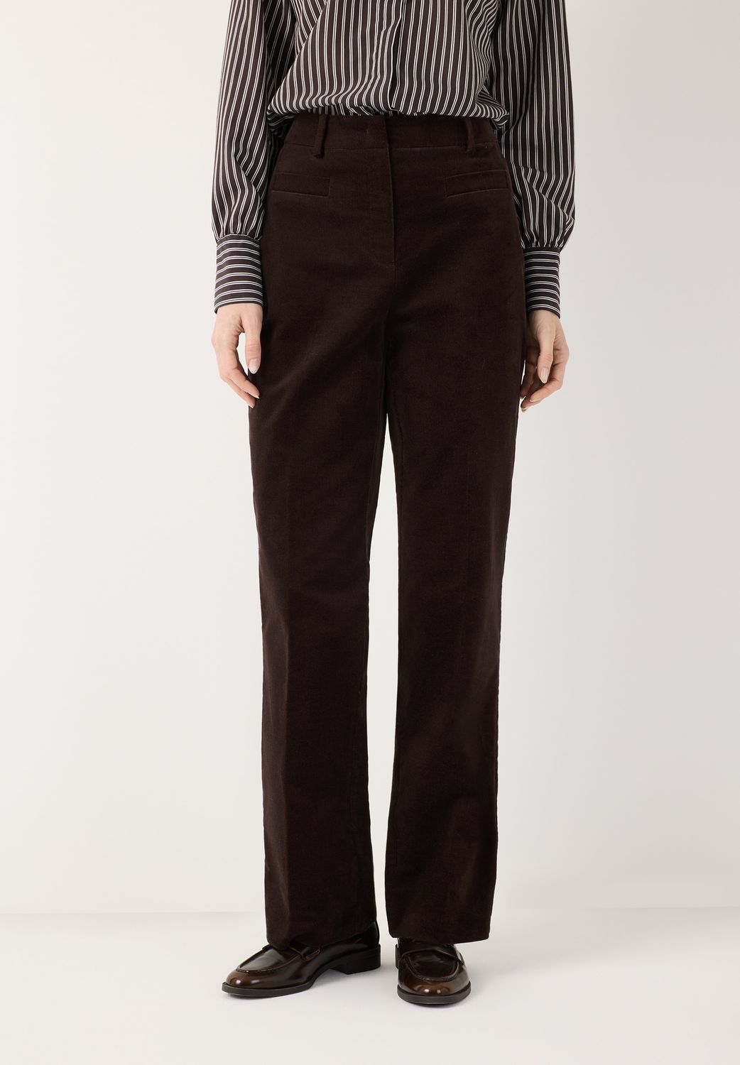 moreandmore Stretch Velvet Bootcut Pants Bruin 61094005