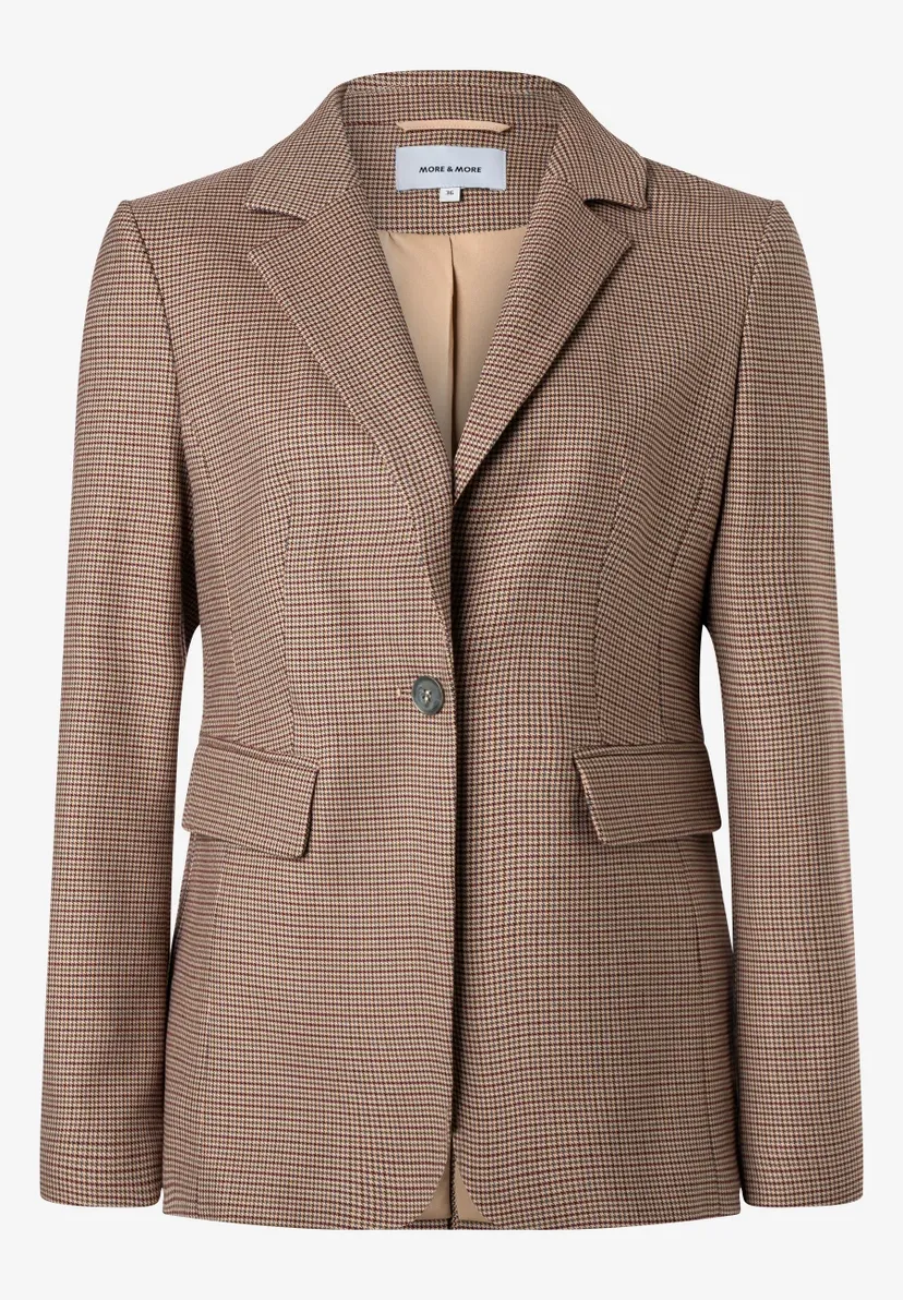 moreandmore Mini Check Long Blazer Beige