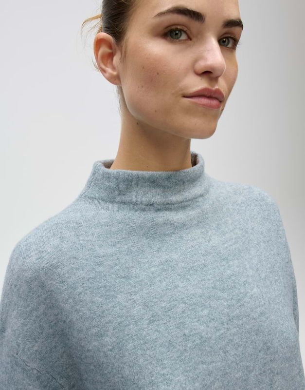 Opus Rechthoekig gebreid shirt met wol Blauw