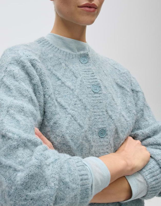 Opus Vest met kabelpatroon Blauw