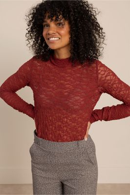 Studio Anneloes Reagan lace col top Rood