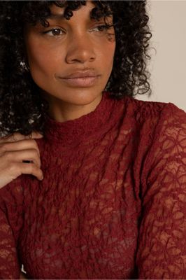 Studio Anneloes Reagan lace col top Rood