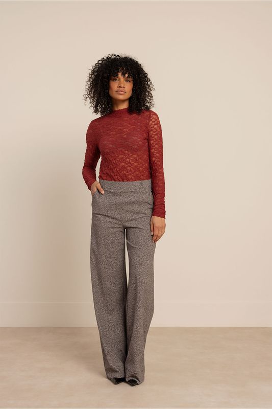 Studio Anneloes Lexie tweed look trousers Beige