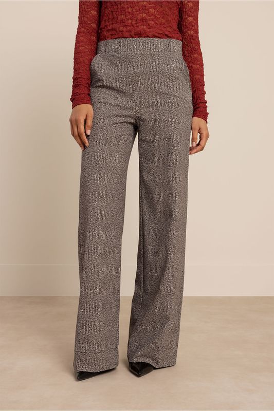 Studio Anneloes Lexie tweed look trousers Beige