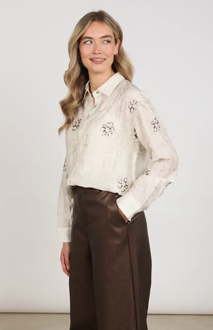 Nukus Aaliya Blouse Embroidery Ecru