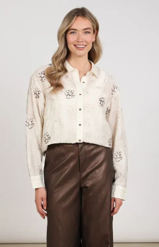 Nukus Aaliya Blouse Embroidery Ecru