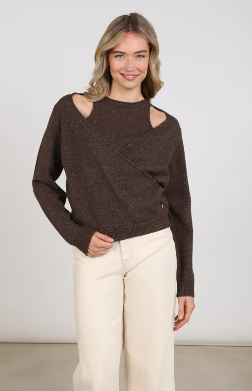 Nukus Merel Pullover Lurex Bruin