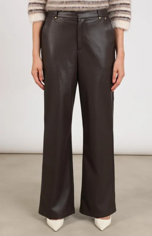 Nukus Beverly Pants Pockets PU Bruin