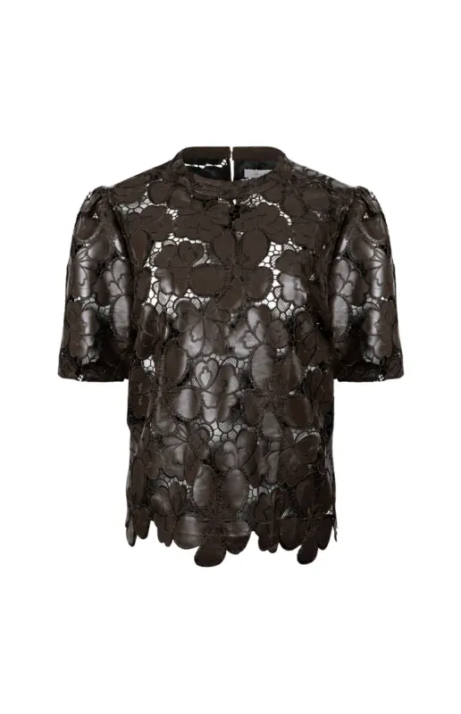 Nukus Nicole Top Flower PU Bruin