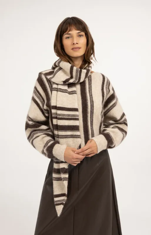 YAYA Driehoekssjaal met strepen Beige/Bruin