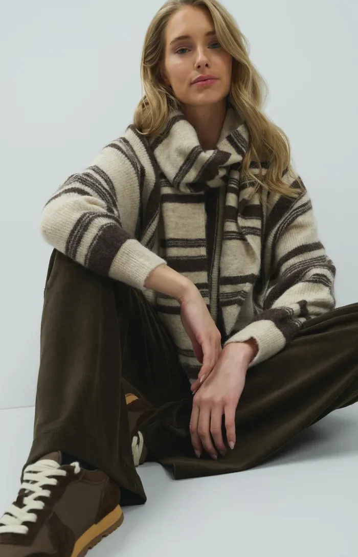 YAYA Trui met streeppatroon Beige